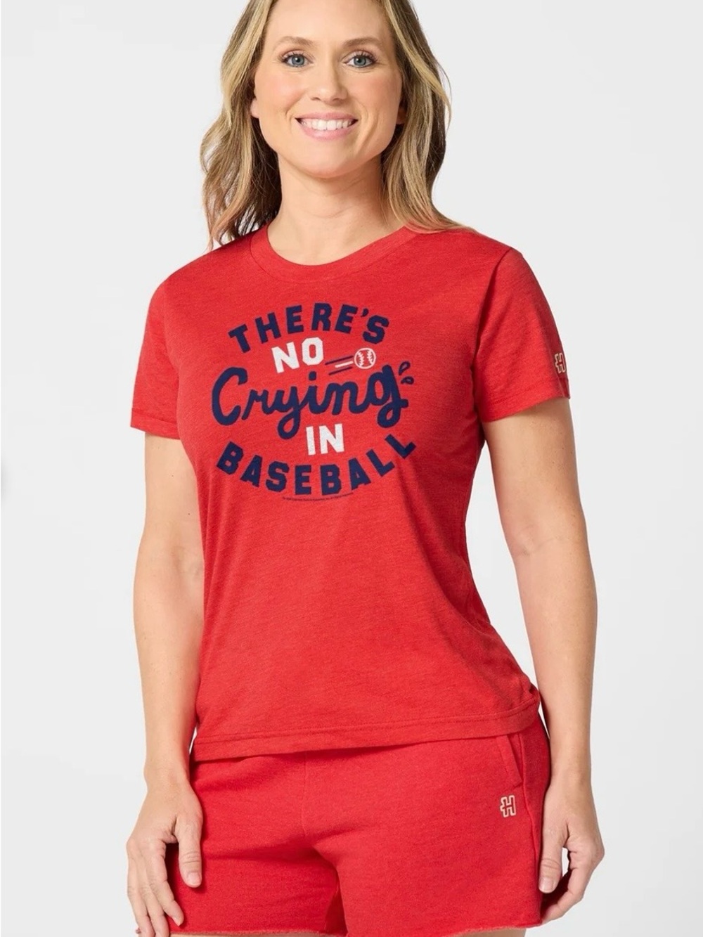 HOMAGE Women's Red 'There's No Crying in Baseball' Graphic Tee